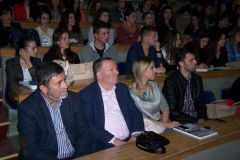 Minister of Social Welfare and Youth Blendi Klosi meeting at the University of Elbasan, Uniel