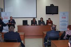 Minister Milena Harito meeting with students of the University of Elbasan, Uniel