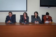 Minister Milena Harito meeting with students of the University of Elbasan, Uniel